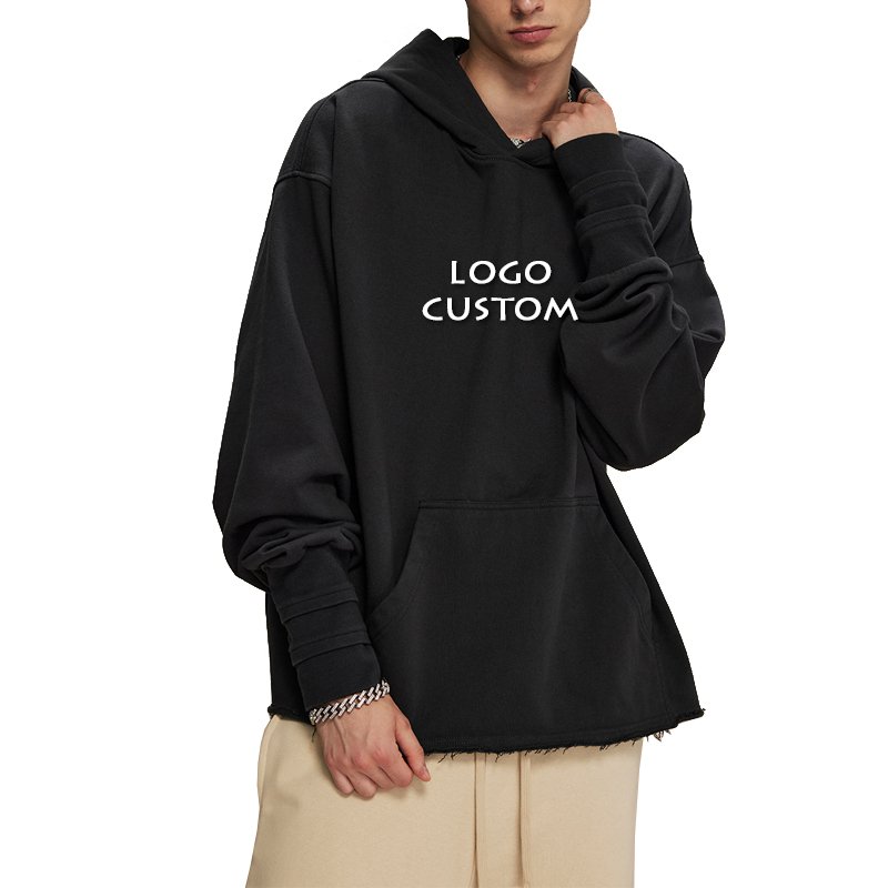 America Casual Open Finger Hole Threaded Hand Sleeve Men's Hoodies Street Fashion Rolled Edge Mens Hoodies