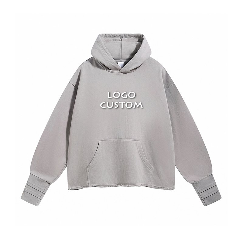 America Casual Open Finger Hole Threaded Hand Sleeve Men's Hoodies Street Fashion Rolled Edge Mens Hoodies