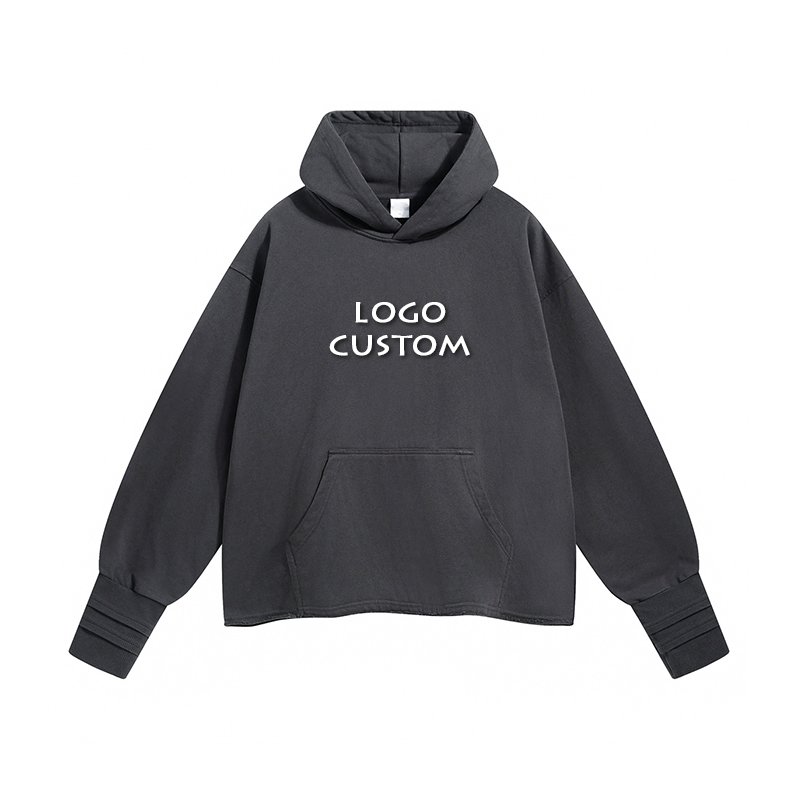 America Casual Open Finger Hole Threaded Hand Sleeve Men's Hoodies Street Fashion Rolled Edge Mens Hoodies