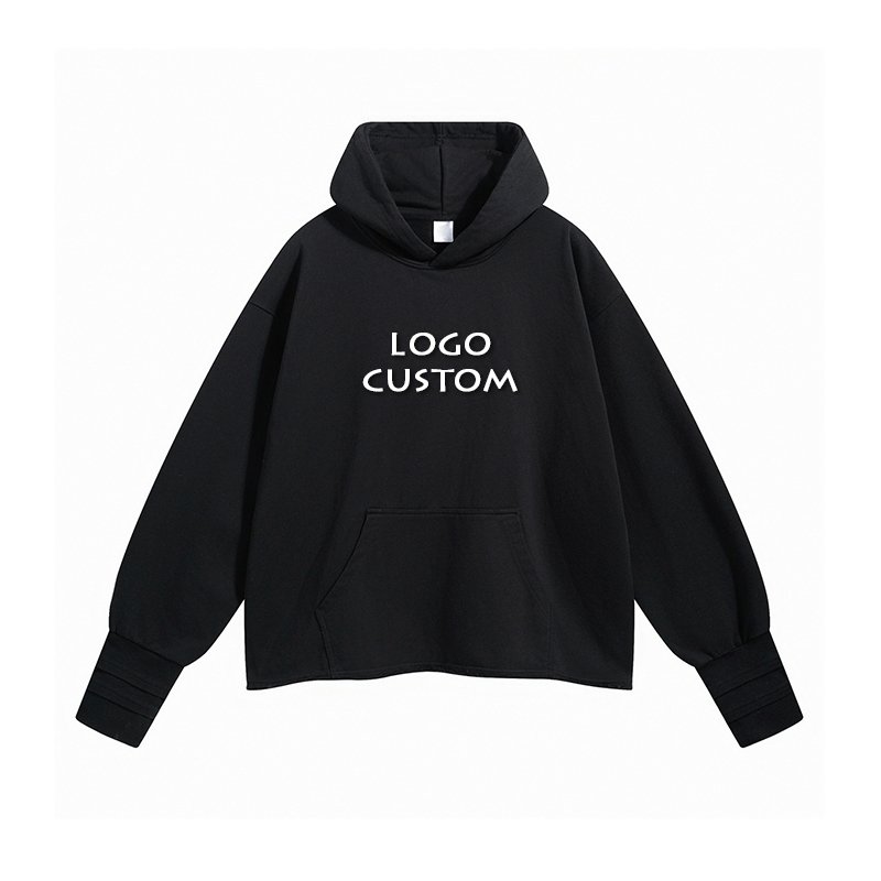 America Casual Open Finger Hole Threaded Hand Sleeve Men's Hoodies Street Fashion Rolled Edge Mens Hoodies
