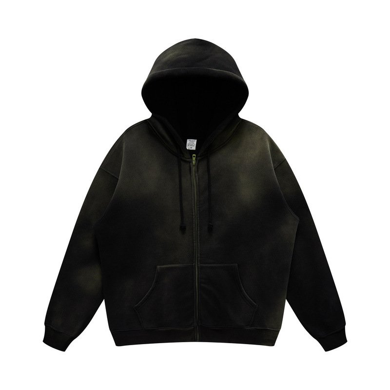 Wholesales High Quality Cotton High Street Acid Wash men's hoodie heavy weight Solid Streetwear Casual Loose Unisex Hoodies