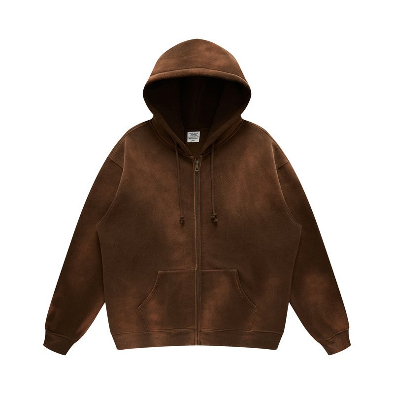 Wholesales High Quality Cotton High Street Acid Wash men's hoodie heavy weight Solid Streetwear Casual Loose Unisex Hoodies