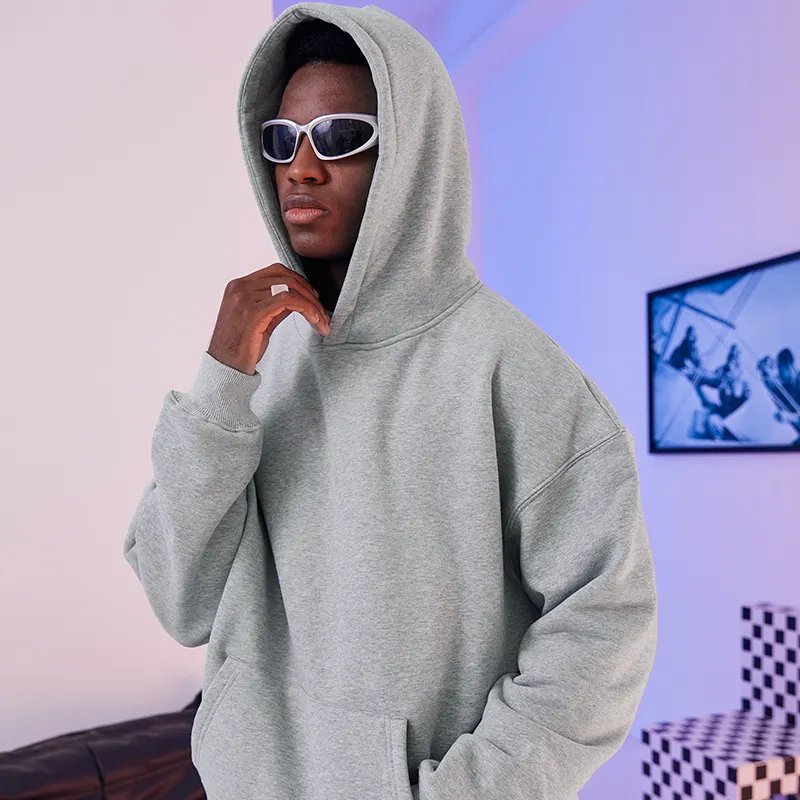 OEM custom 100% cotton fabric mens cropped hoodies blank casual oversized hoodie puff printing embroidery logo for unisex