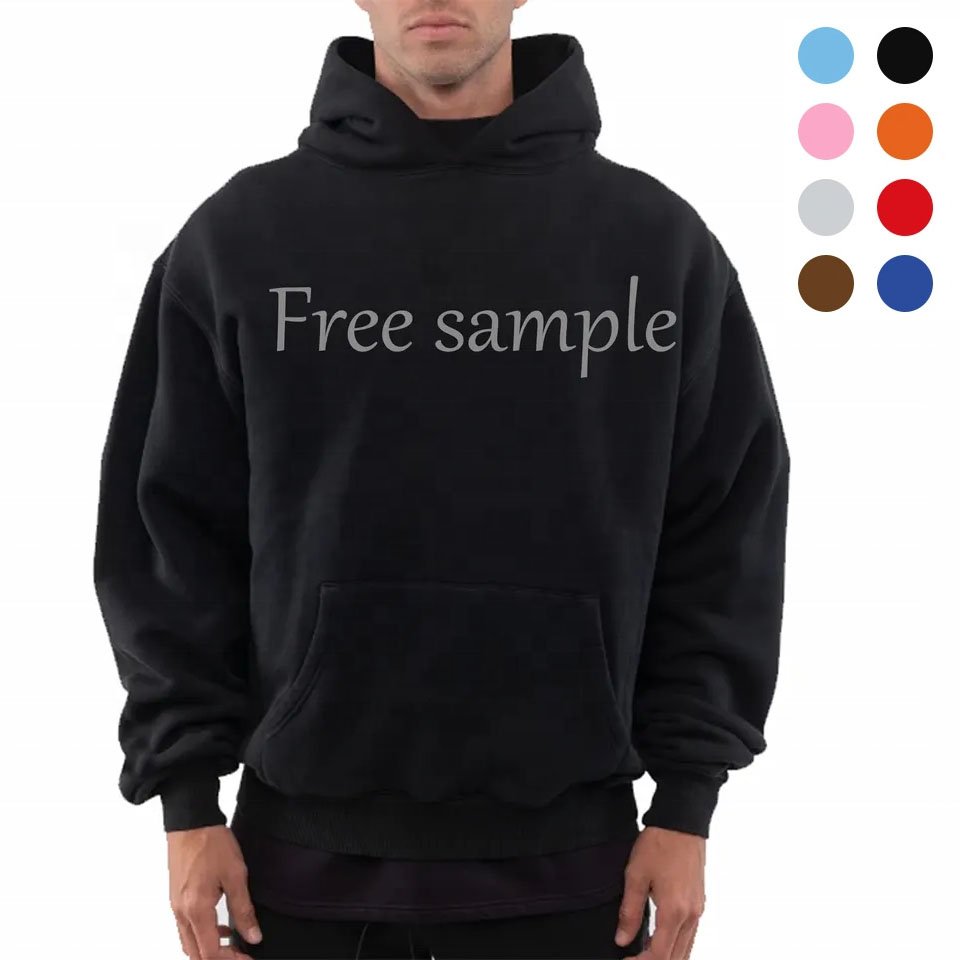 OEM custom 100% cotton fabric mens cropped hoodies blank casual oversized hoodie puff printing embroidery logo for unisex