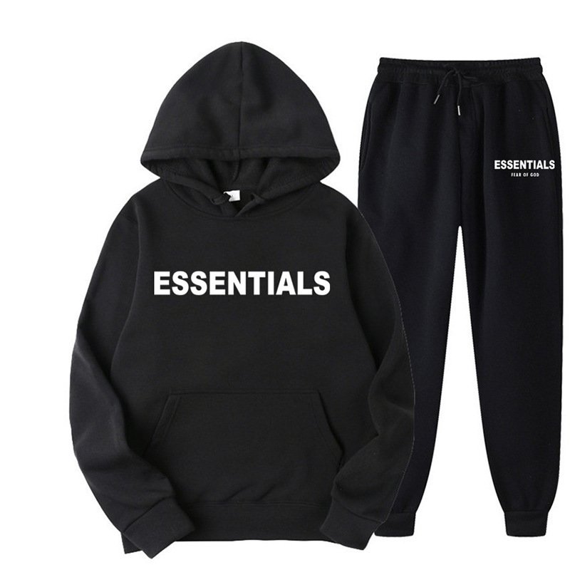 Men's Spring and Autumn Print Set Hooded Sweater Set Fashion Casual Sports Two Piece Set