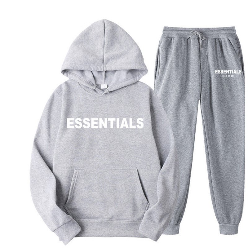 Men's Spring and Autumn Print Set Hooded Sweater Set Fashion Casual Sports Two Piece Set