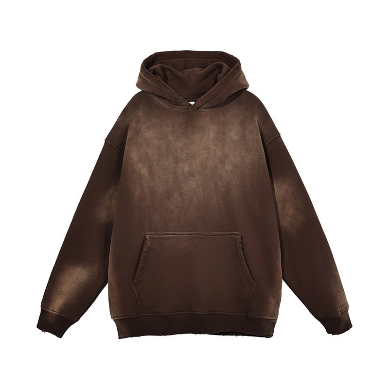 H5339 Hoodies Manufacturer Custom 380g 100% Cotton Fleece Distressed Hoodies Washed Men's Hoodies