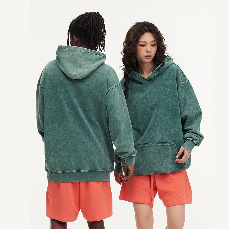 vintage wash hoodie men's 100% cotton Heavyweight streetwear oversized hoodie acid washed blank drop shoulder hoodie for men
