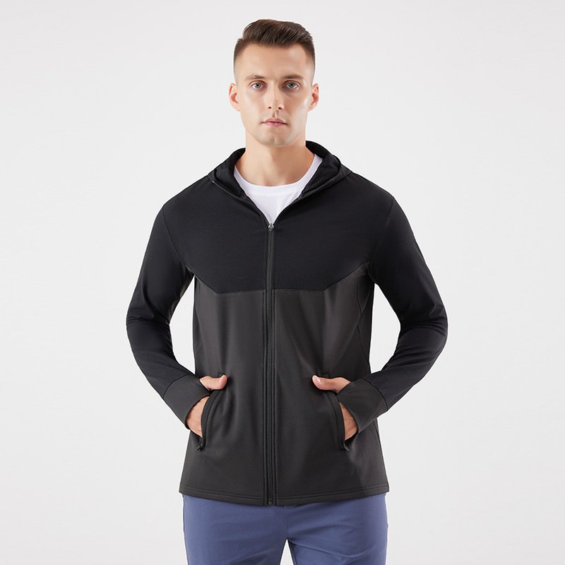 Men's Premium Quality Full Zip Hoodie Sweatshirts Spliced Windproof Sport Coat Cycling Gym Casual Style Hooded Collar Printed