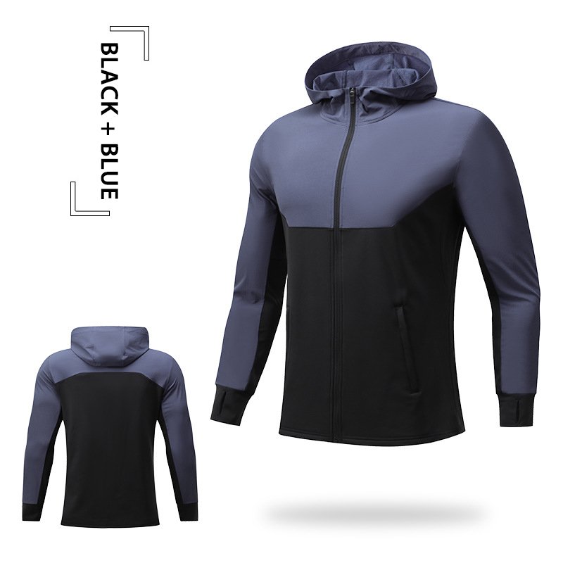 Men's Premium Quality Full Zip Hoodie Sweatshirts Spliced Windproof Sport Coat Cycling Gym Casual Style Hooded Collar Printed