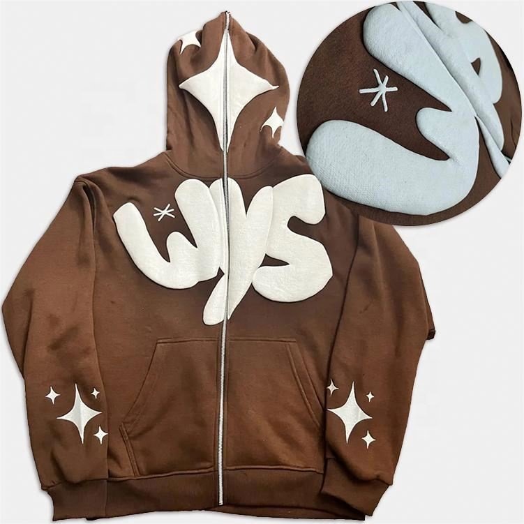 Hoodie Manufacturers Oversized hoodie for men Heavyweight Fleece Streetwear Puff Print Full Zip up men's hoodies & sweatshirts