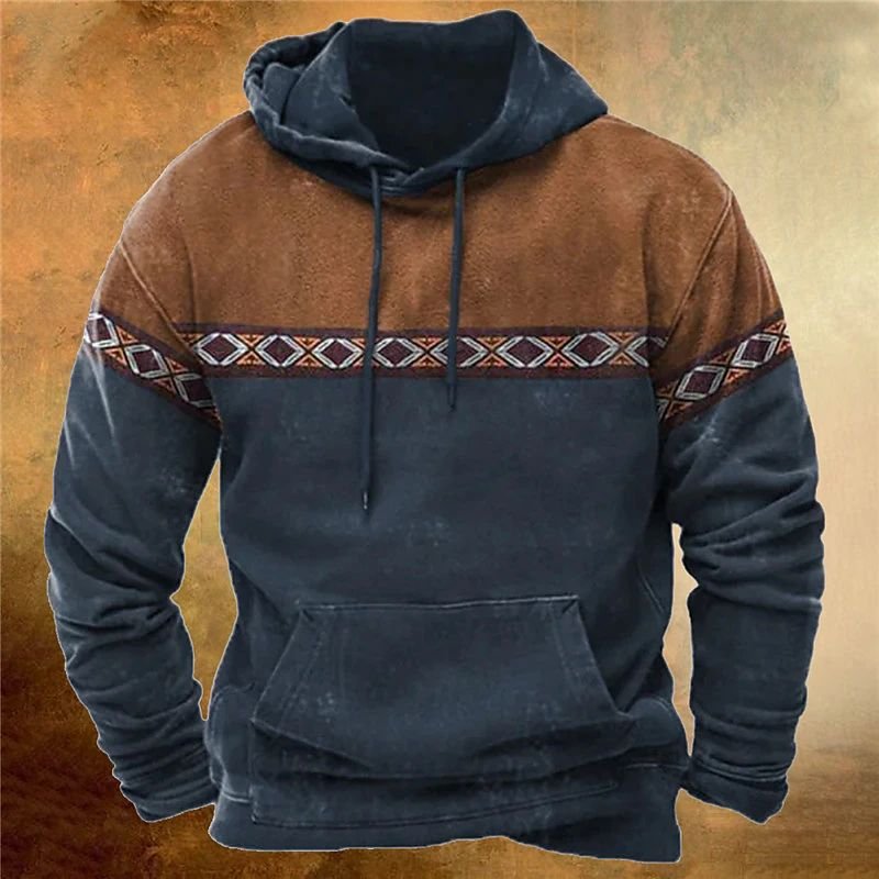 Autumn And Winter Cotton Printed Hoodie For Men Fashion Casual Top With Stylish Print Men's Sweatshirt