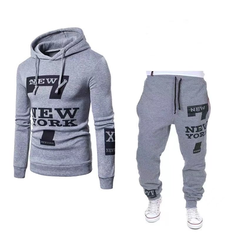 Autumn and winter men's oversized sportswear set letter print casual jogging Hoodie set