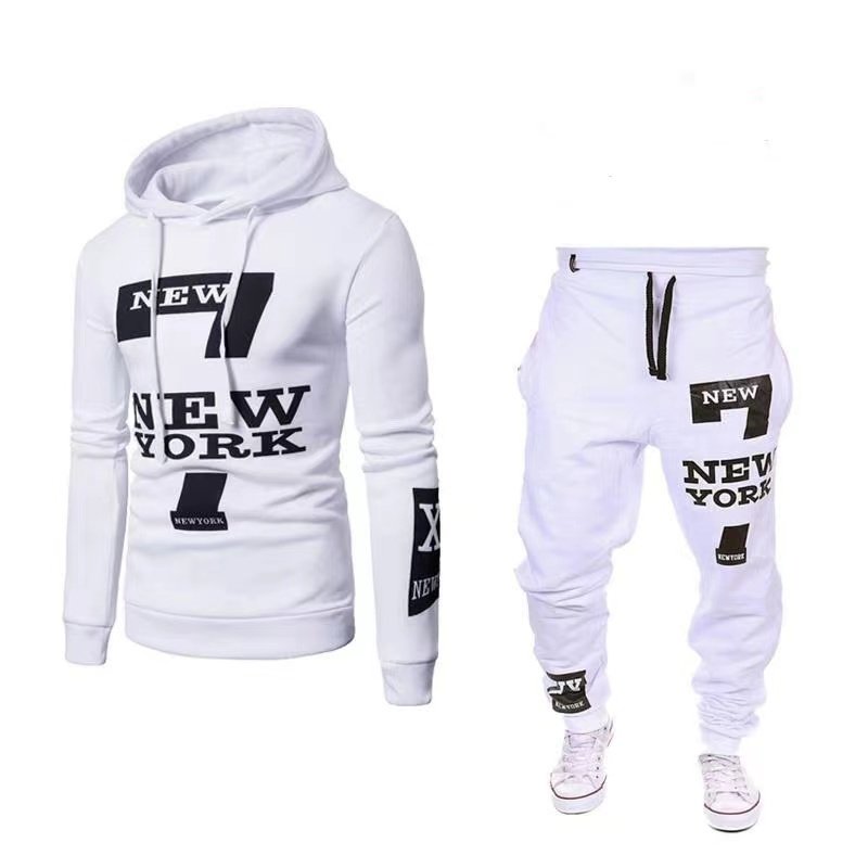 Autumn and winter men's oversized sportswear set letter print casual jogging Hoodie set