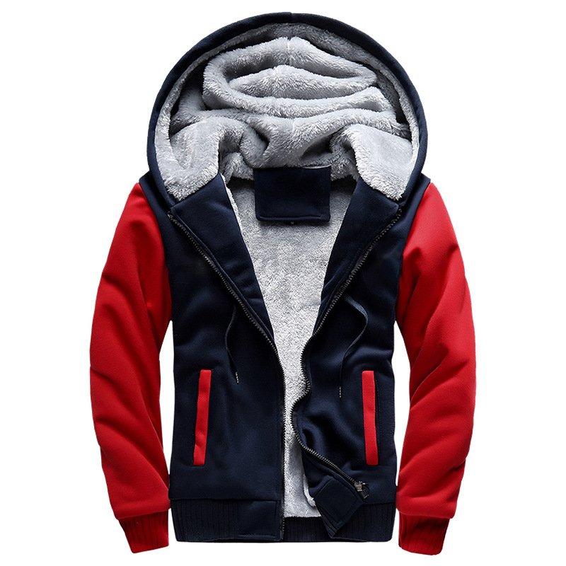 Custom Logo Men's Zip Up Hoodie Heavyweight Winter Sweatshirt Fleece Sherpa Lined Warm Jacket OEM ODM Manufacturers Hoodies 2024
