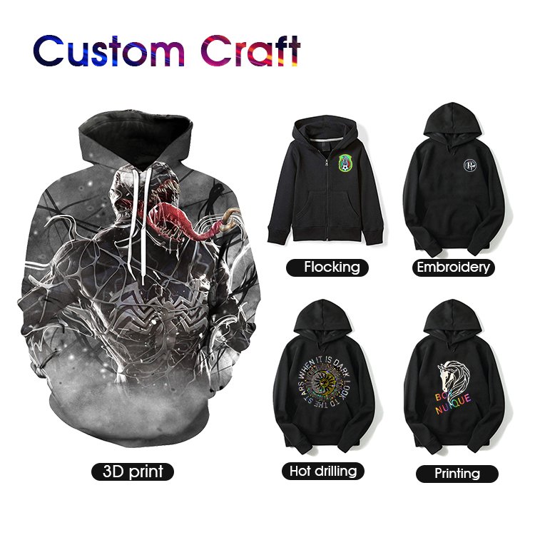 high quality blank plus size full zip up hoodie custom organic cotton men's hoodies