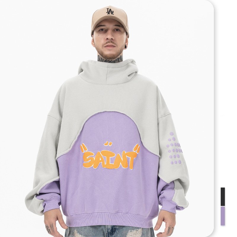 custom contrast stitching men's hoodies