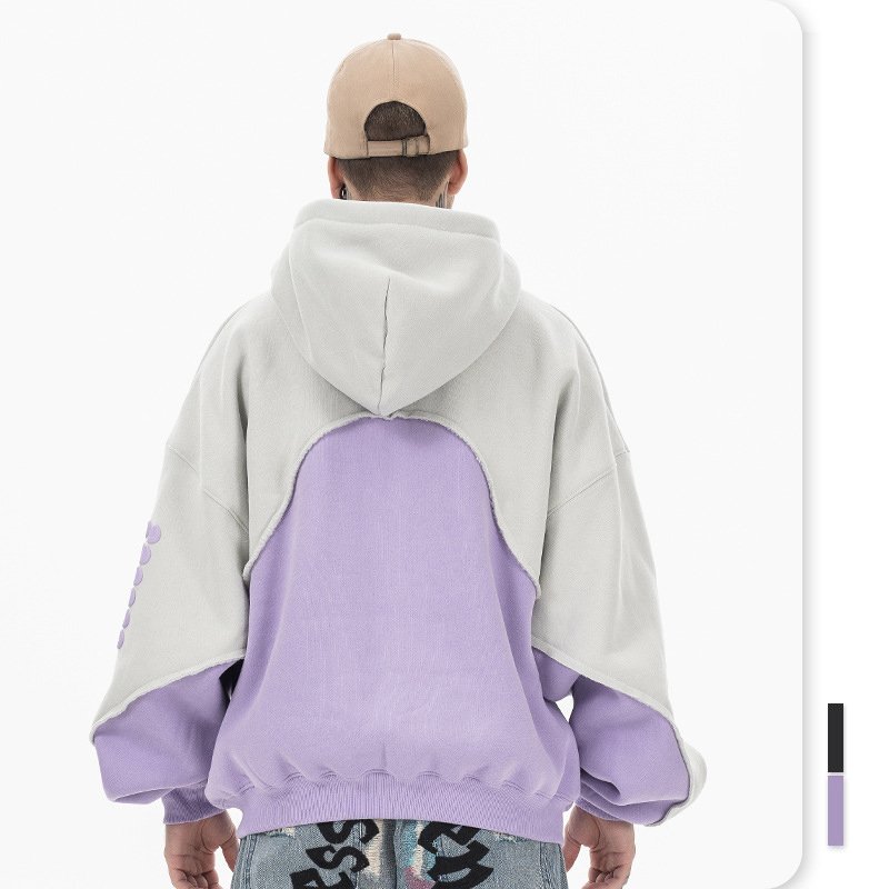 custom contrast stitching men's hoodies