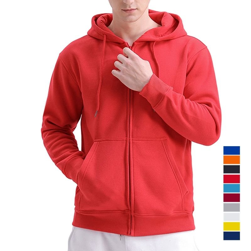Wholesale Custom Logo Printing Cotton Plain Zipper Hoodie Mens Zip Up Hoodie Sweatshirts Men's Hoodies