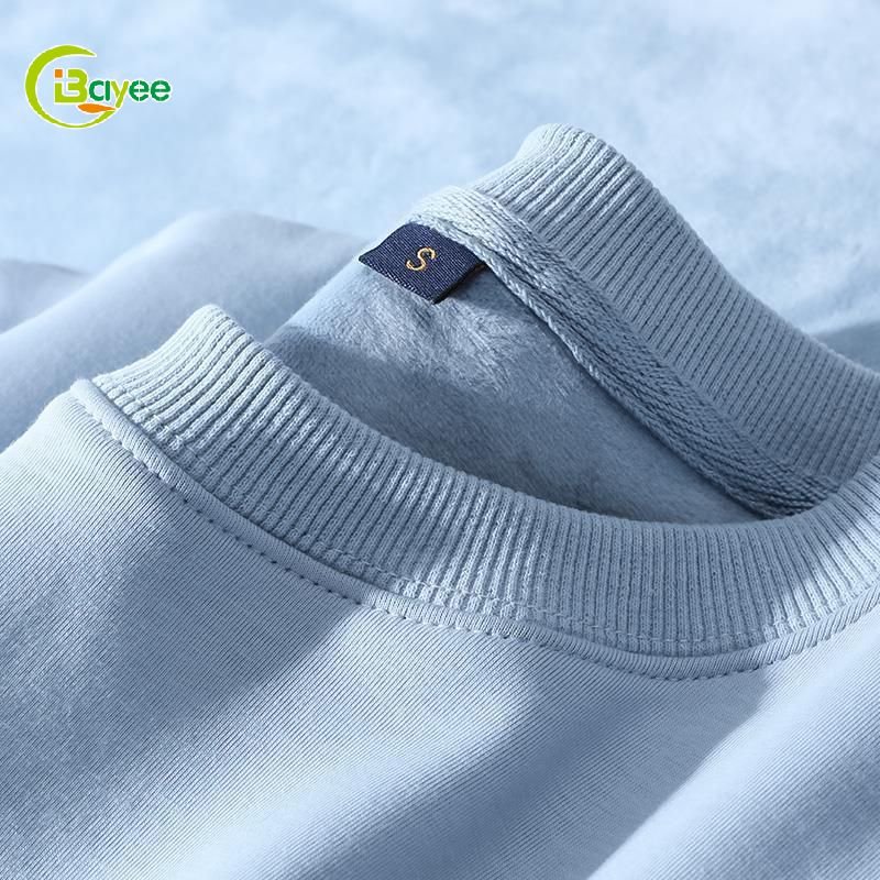 Custom Premium 600Gsm Fleece Lined Mens Hoodies & Sweatshirts Cotton Crew Neck Winter Sweatshirt Men Polyester