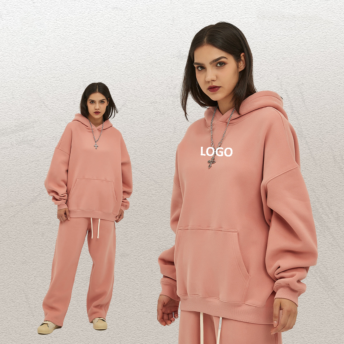 custom logo no drawstring plus size embroidery plain men's hoodies set men's hoodies sweatshirts unisex