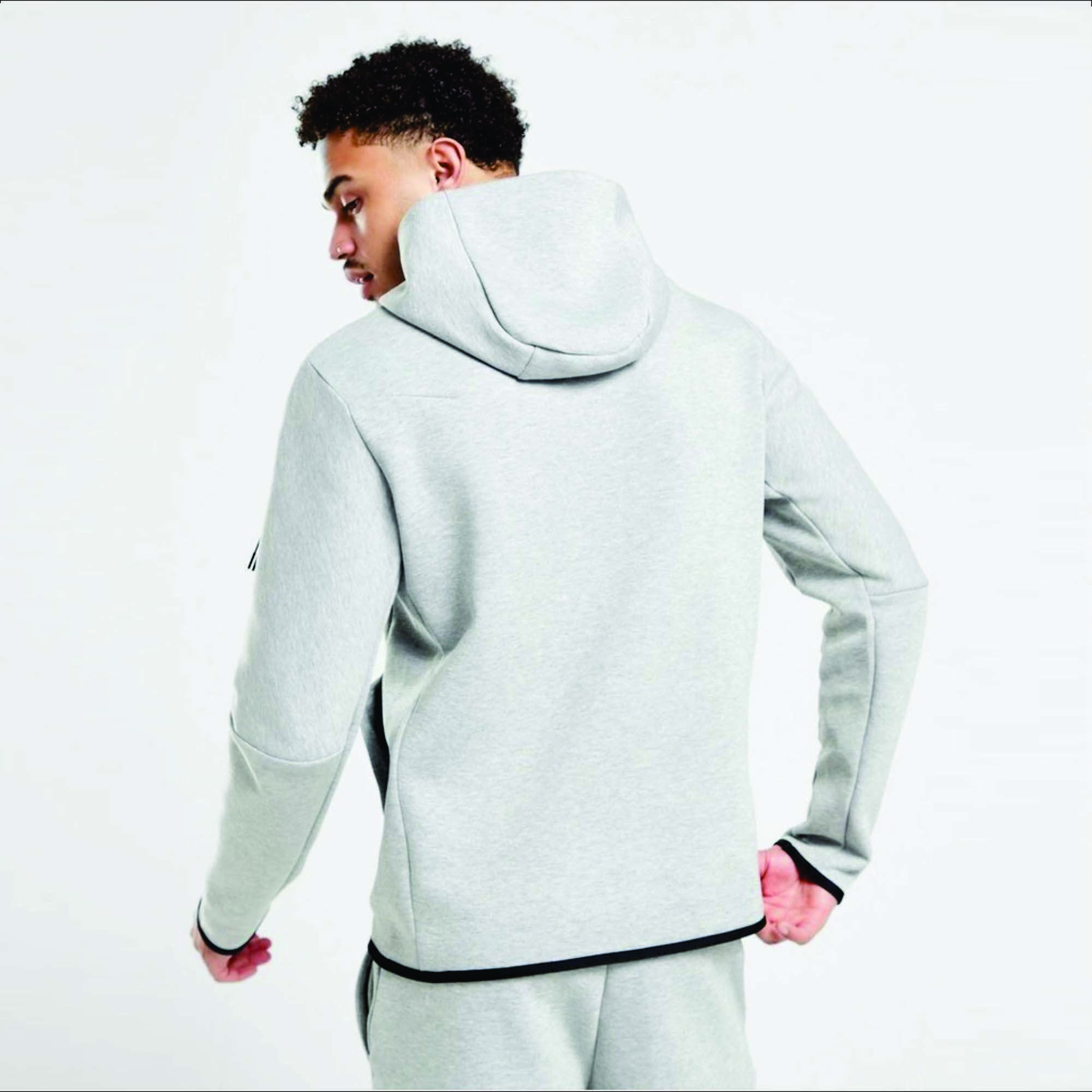 OEM Design Men's Tech Fleece Tracksuit 69% Cotton 31% Polyester Heather Grey Full Zip Hoodie Joggers Training Fitness Gray