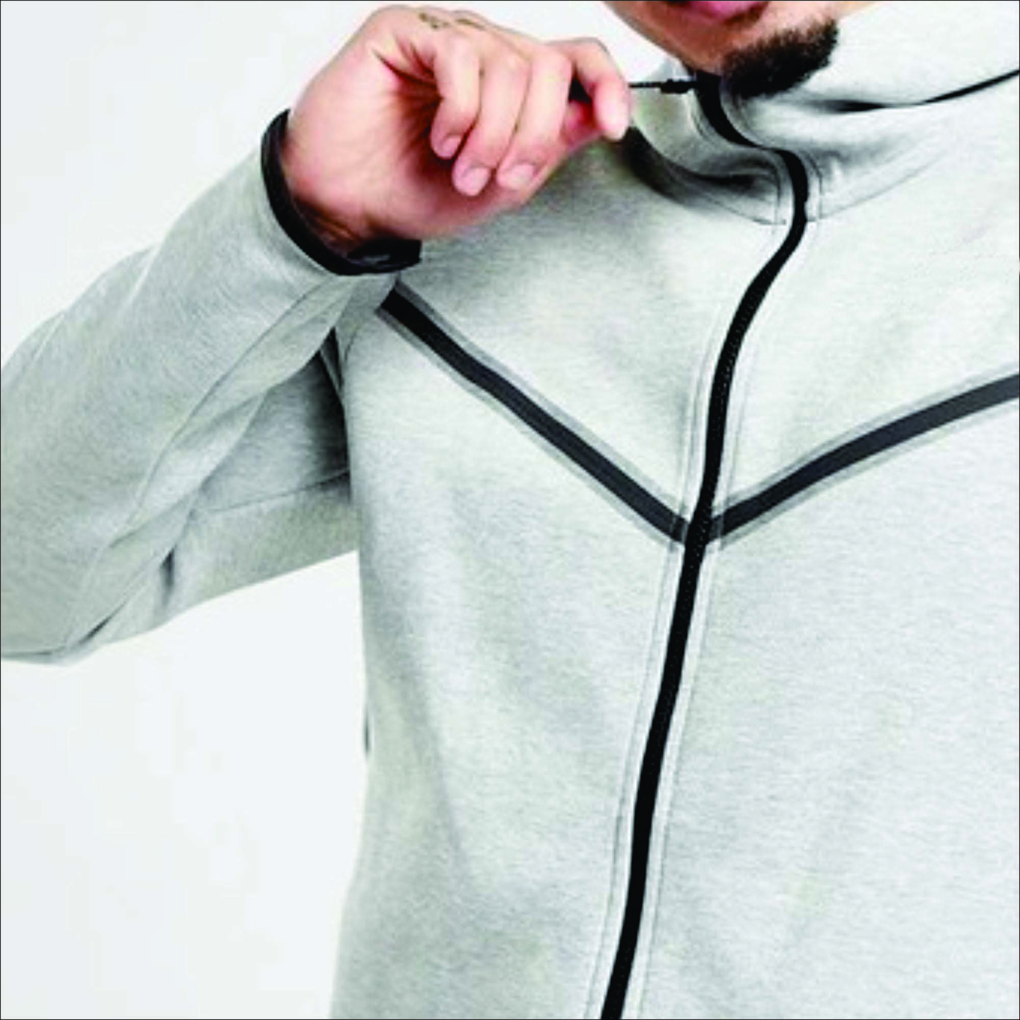 OEM Design Men's Tech Fleece Tracksuit 69% Cotton 31% Polyester Heather Grey Full Zip Hoodie Joggers Training Fitness Gray
