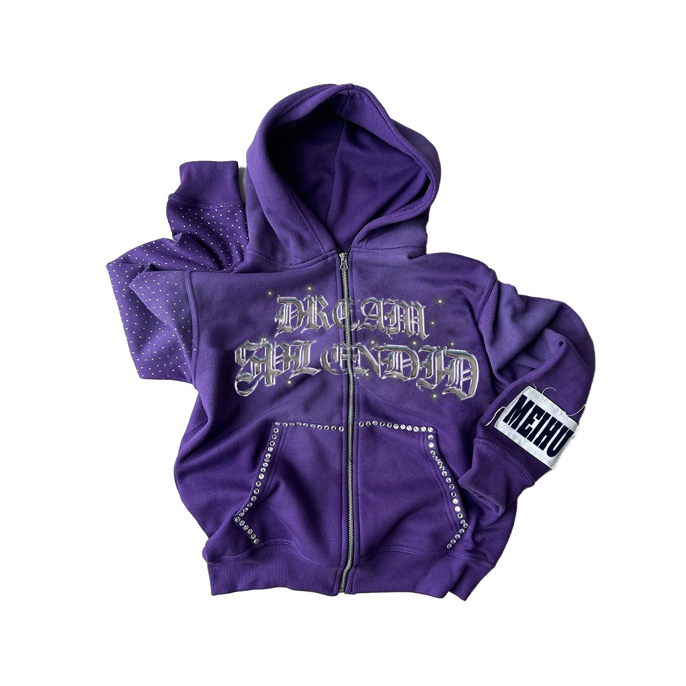 Hoodie With Rivets Vintage Zip Up Hoodie 500 gsm Men Hoodies 100 Cotton Heavy Weight