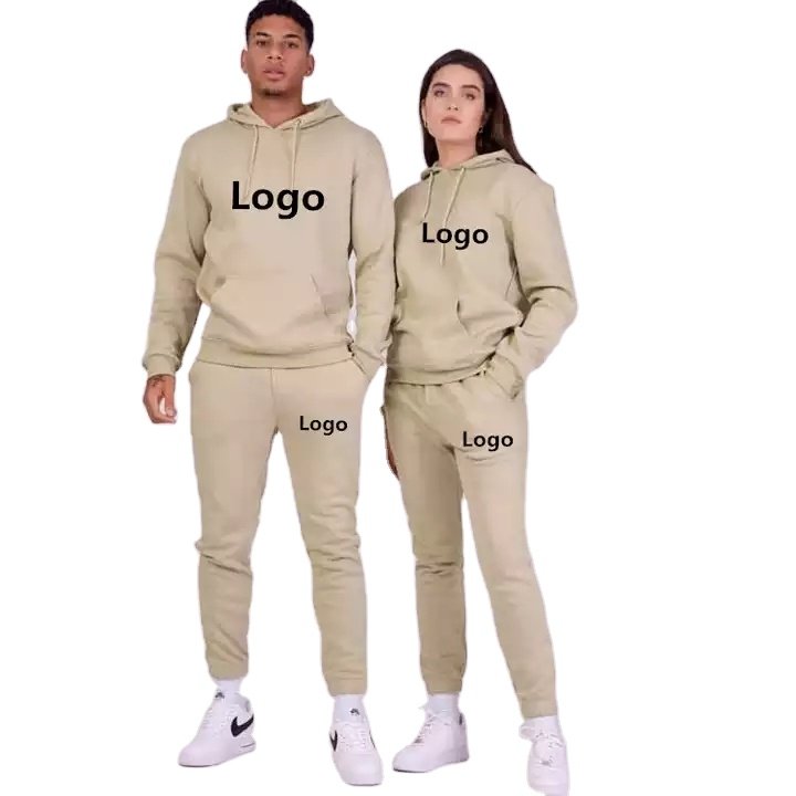 Custom Cotton Fleece Sweatsuit Outfit Unisex Oversized Sweat pant And Hoodie Set Men Women Jogger 2 Piece Set Unisex Tracksuit