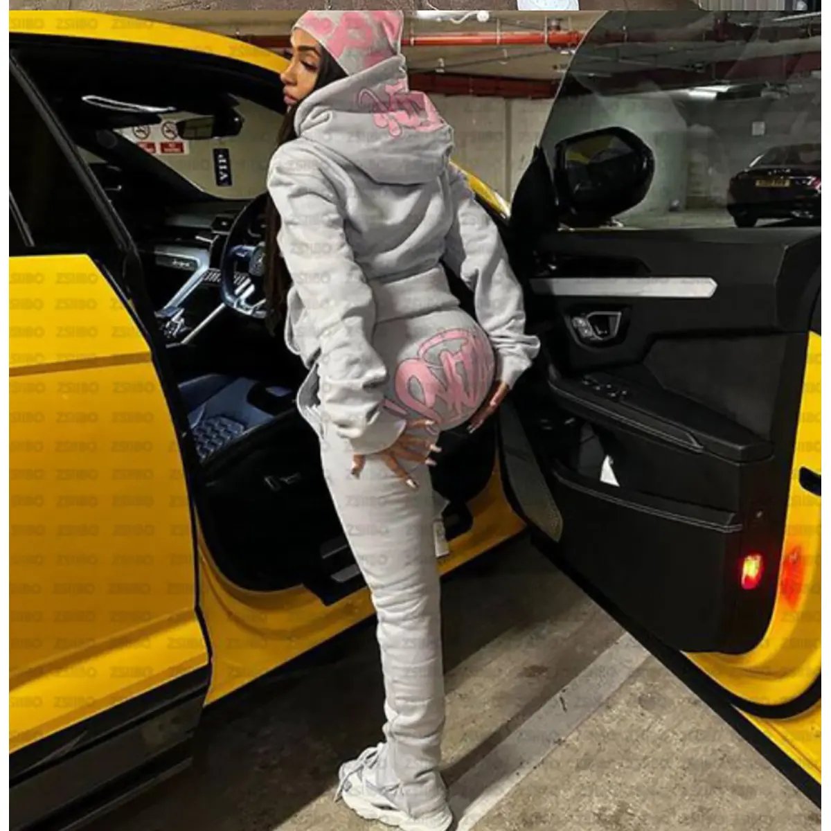 Custom Men's Plus Size Cotton Sweatpants Hoodie Drop Shoulder Thick Oversized Stacked Flared Sweatsuit for Gym Use for Adults