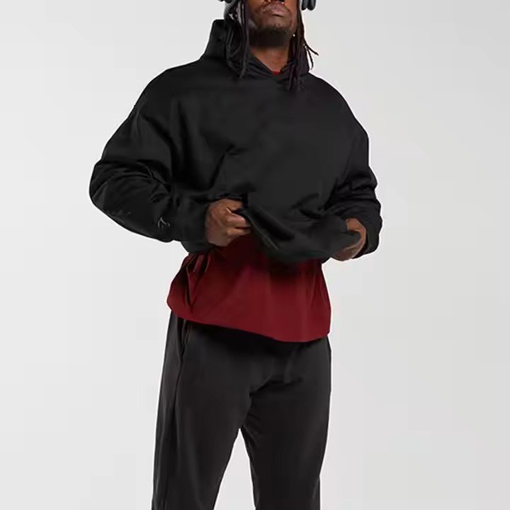 China Manufacturer custom logo cropped hoodie no string cotton polyester blend fleece men's hoodie