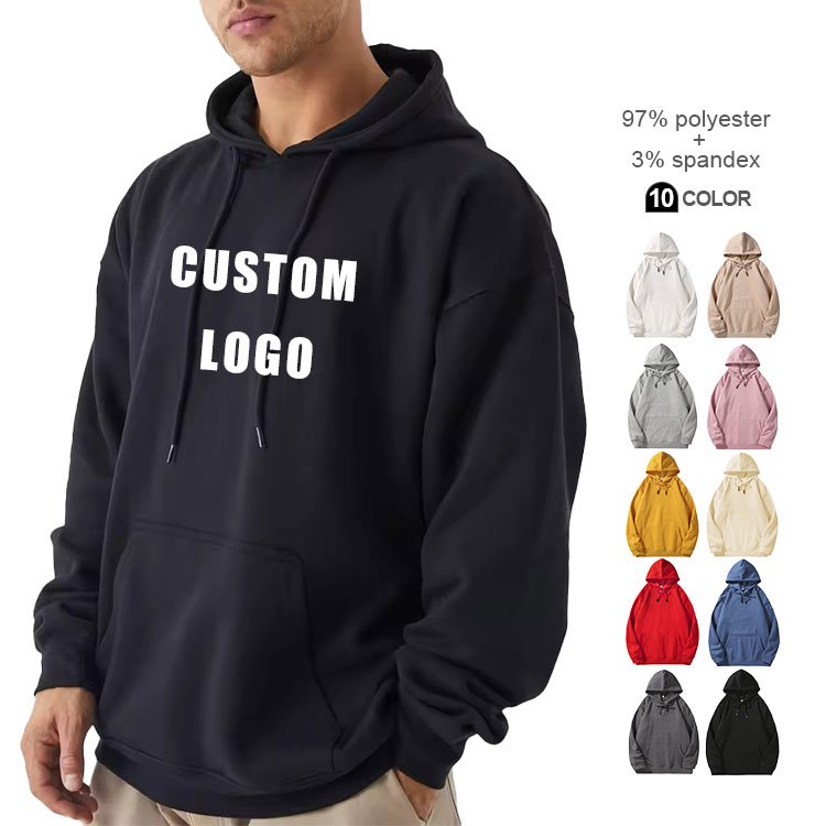 High purity cotton Anti-pilling men's pullover hoodies with fleece inner unisex thick winter hooded sweatshirts with custom logo