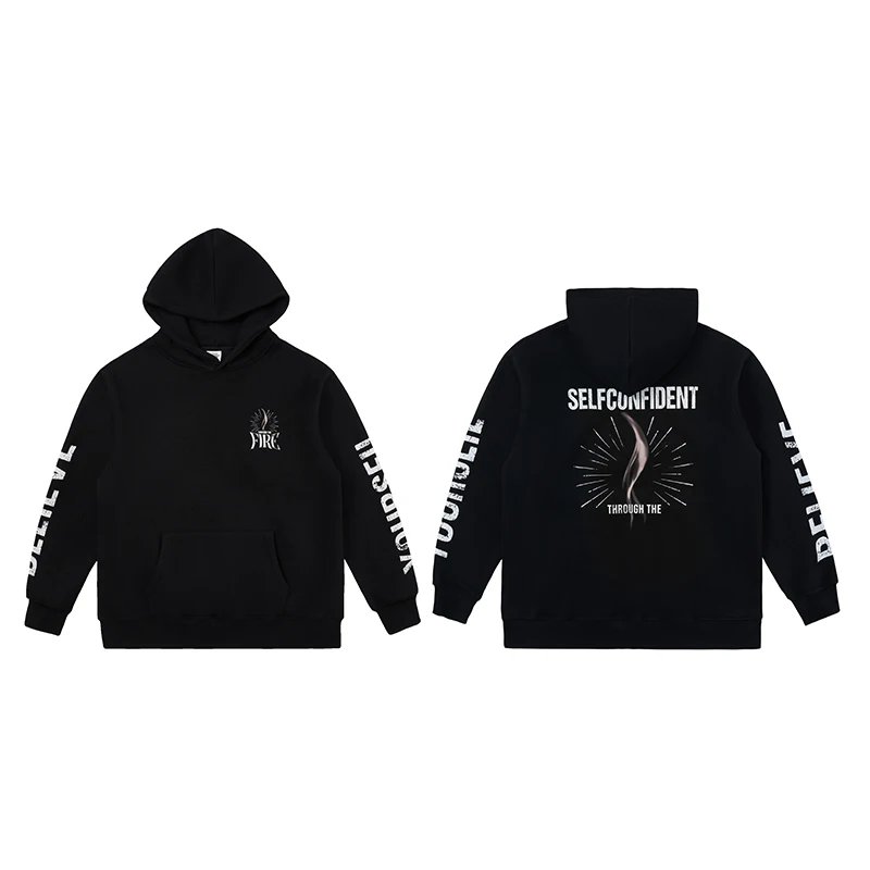Manufacturer Streetwear Hoodie New Stylish 49cotton 51polyester Printing Logo Oversized MEN'S Hoodies