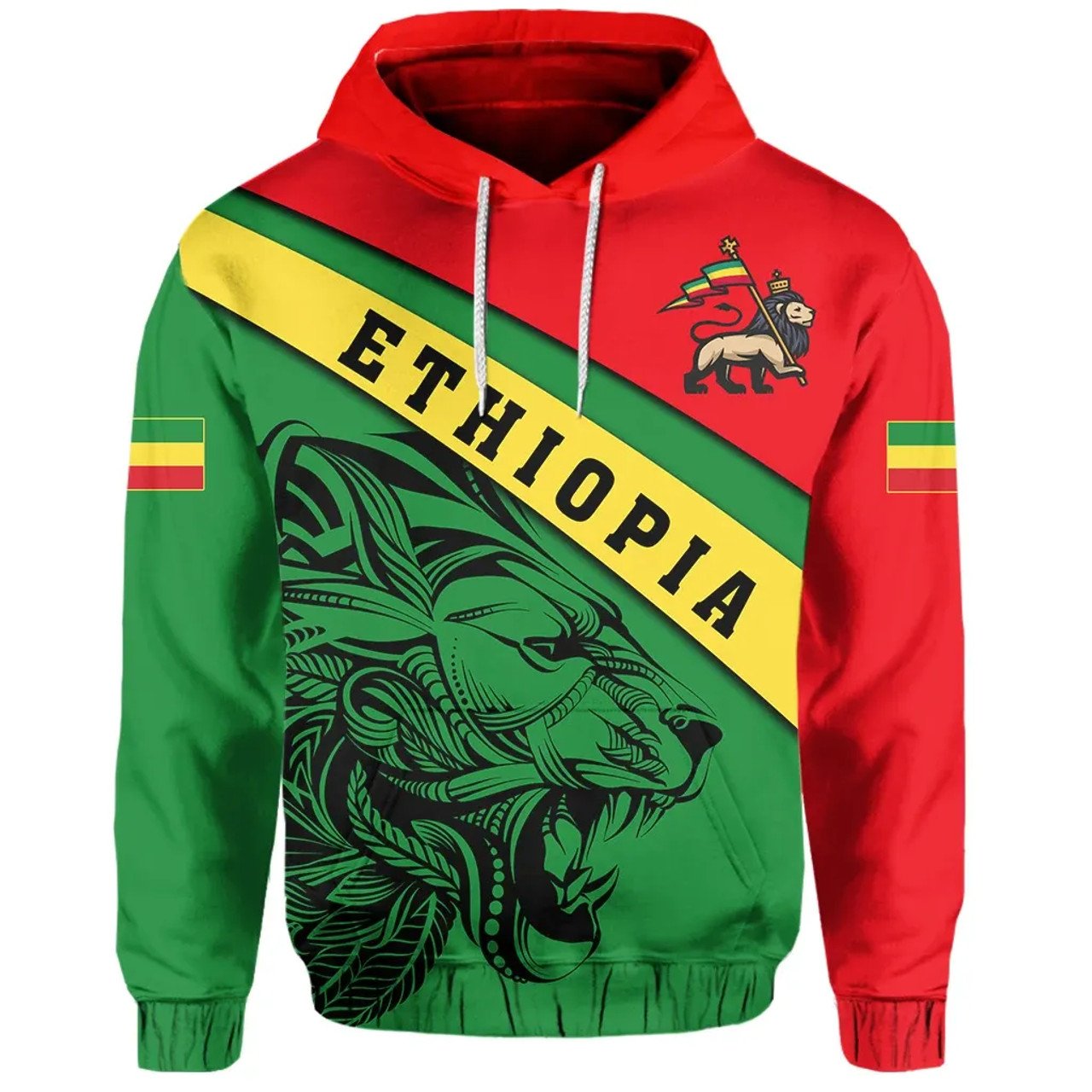 Wholesale Ethiopia Men's Hoodies Full Printed Ethiopian Sweatshirts Custom Logo Unisex Pullover Hoodie For Men Sport Clothing