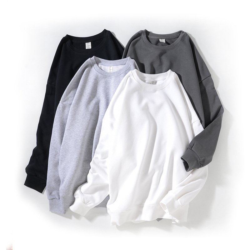 380gsm french terry 100% cotton blank sweatshirts drop shoulder custom design 5 colors plus size men's hoodies&sweatshirts