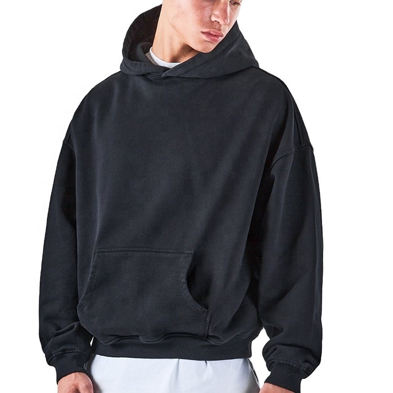 US Size 100Cotton Hoodie French Terry Heavyweight Oversized no string Custom Logo Screen printed Men's Hoodies & Sweatshirts