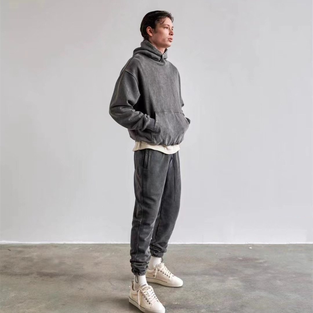 US Size 100Cotton Hoodie French Terry Heavyweight Oversized no string Custom Logo Screen printed Men's Hoodies & Sweatshirts
