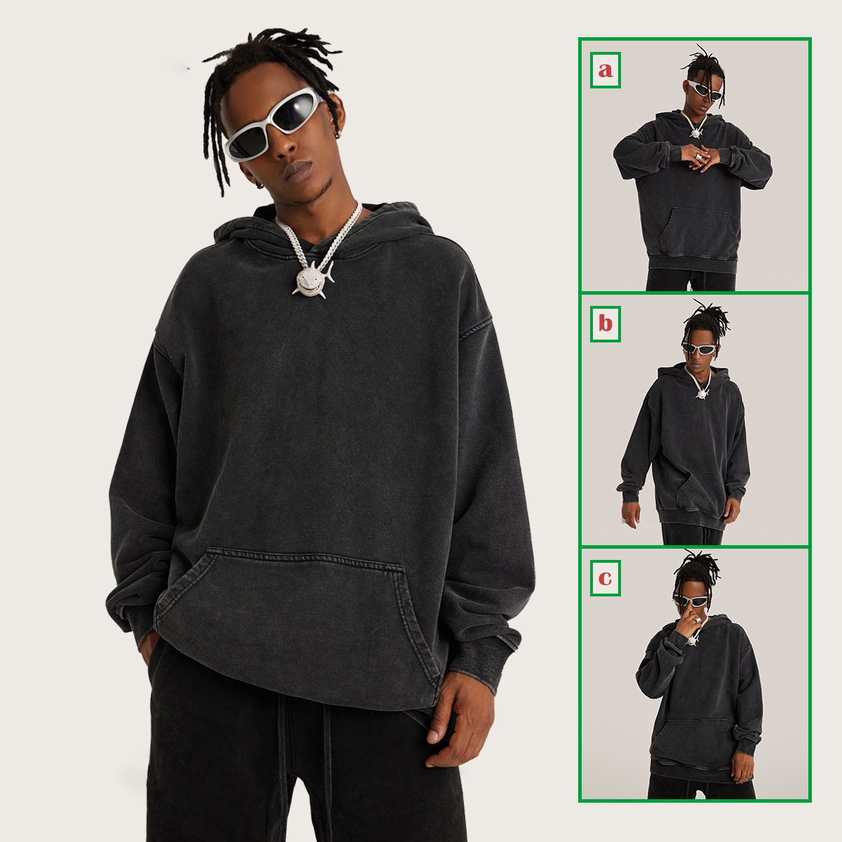 H5293 Hoodie Manufacturer Custom 440g 100% Cotton Washed Unisex Hoodies Oversized Men's Hoodies