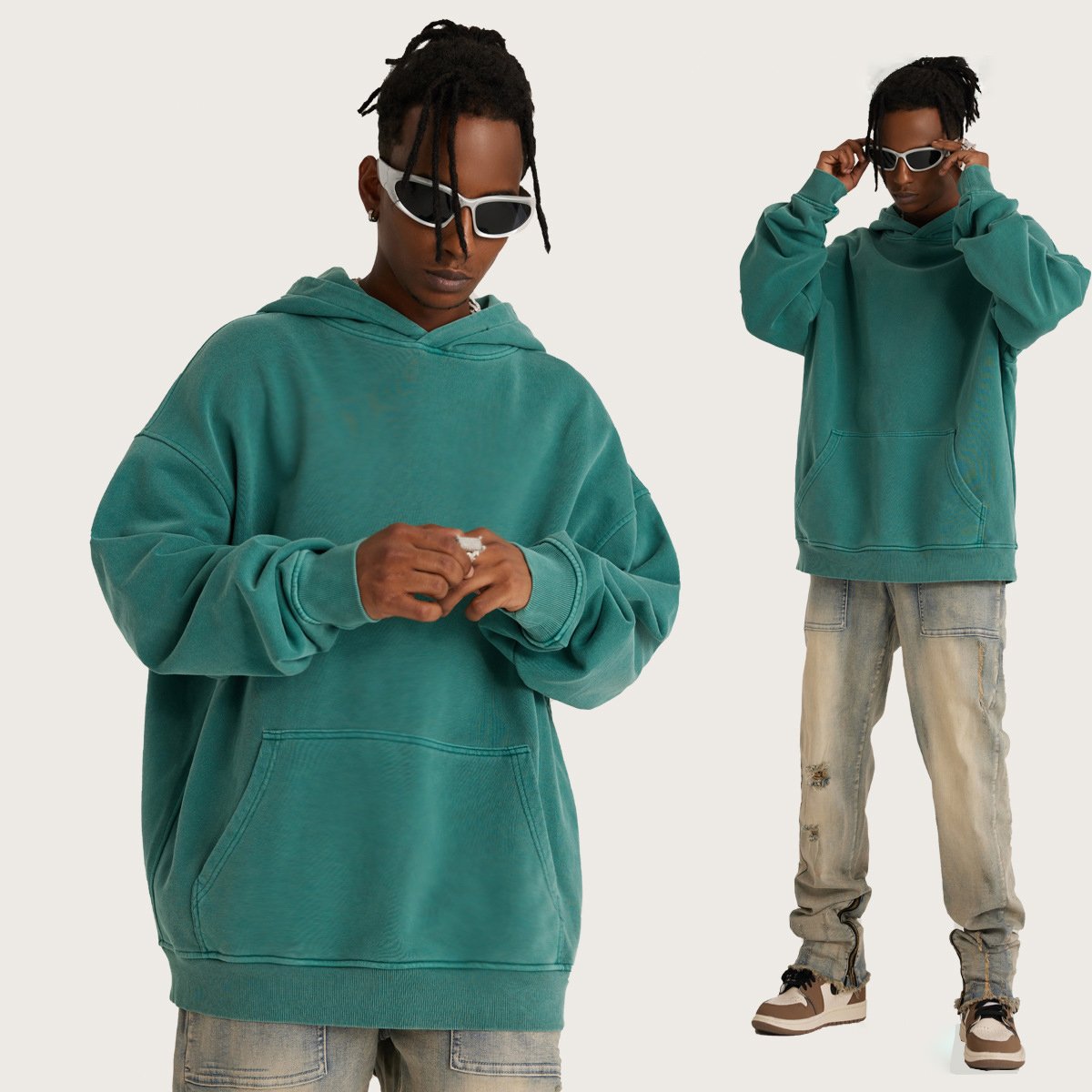 H5293 Hoodie Manufacturer Custom 440g 100% Cotton Washed Unisex Hoodies Oversized Men's Hoodies