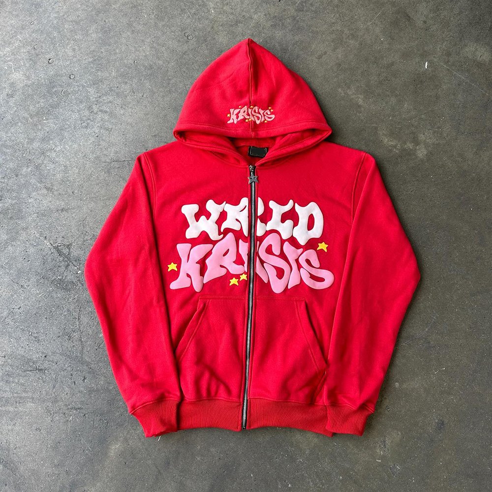 Wholesale Streetwear Y2K Men's Hoodies Sweatshirts Custom Puff Printing Zip Up Unisex Hoodies for Men