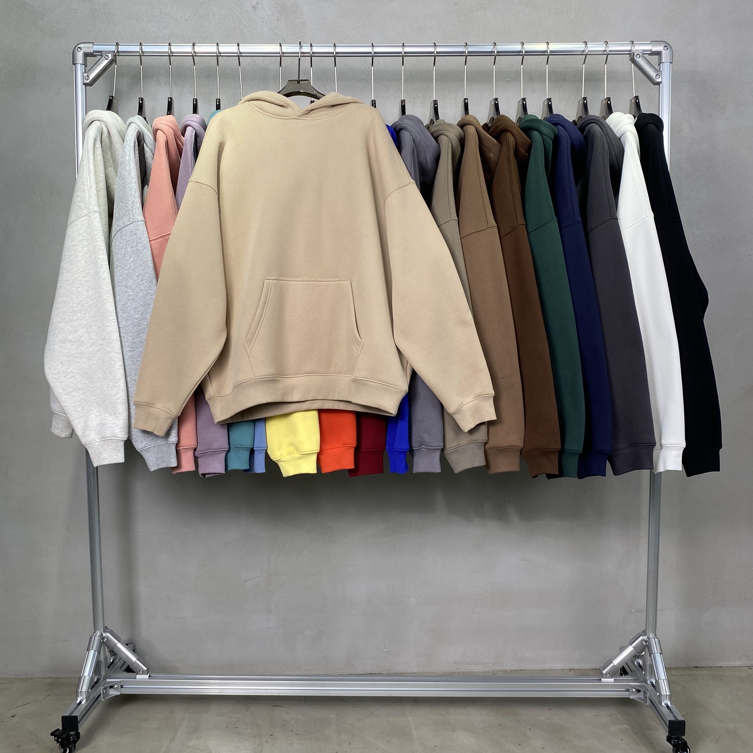 Custom Print Logo Stringless Men's Hoodies High Quality Oversized Streetwear Pullover Heavy Weight Cotton Hoodies For Men