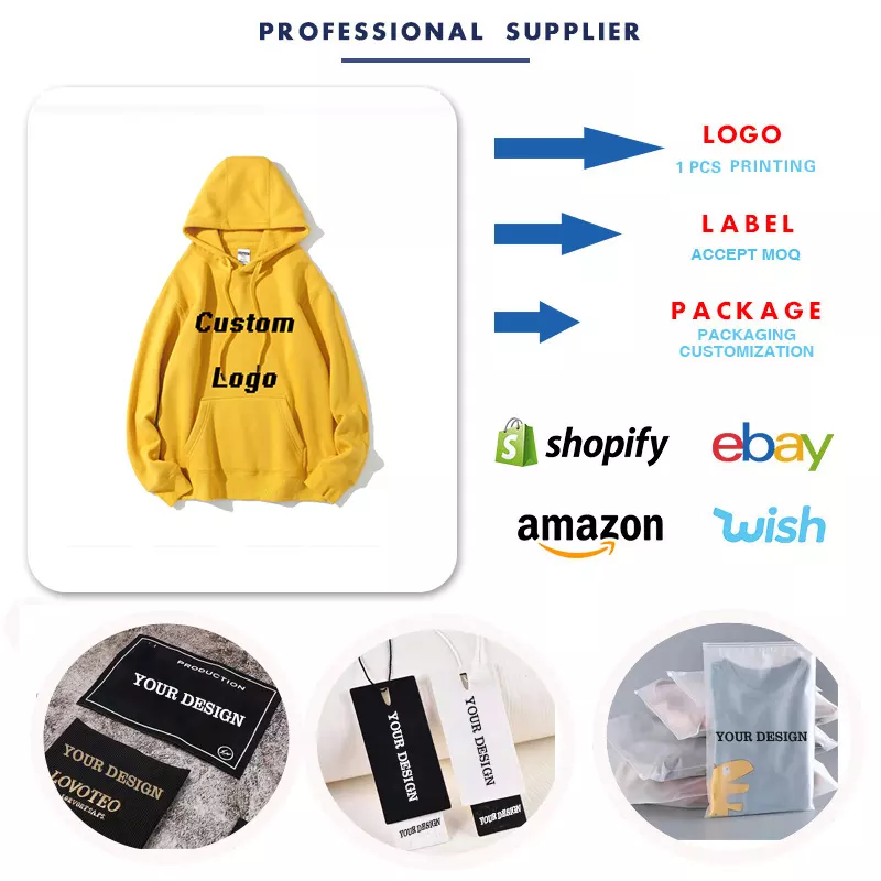 Custom Print Logo Stringless Men's Hoodies High Quality Oversized Streetwear Pullover Heavy Weight Cotton Hoodies For Men
