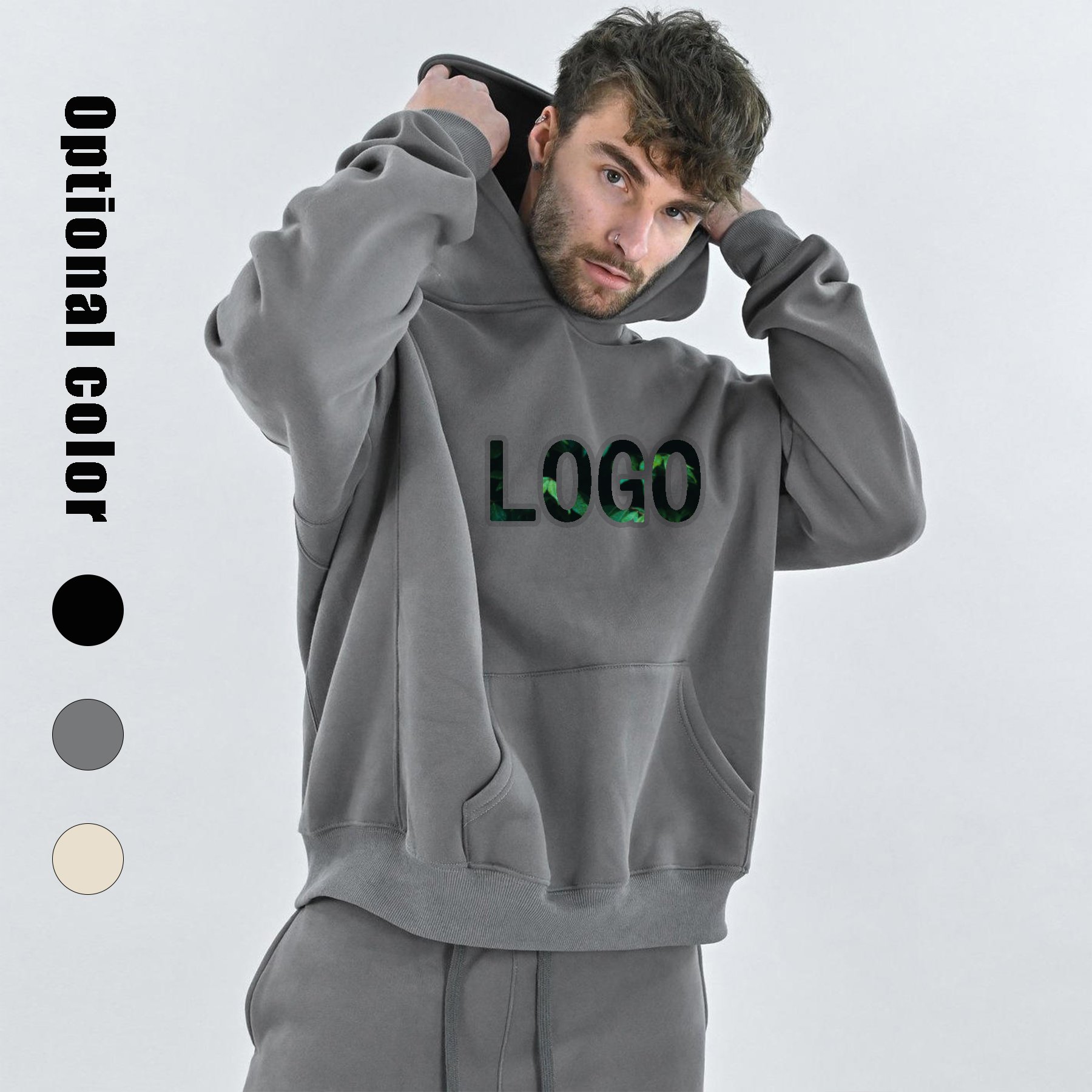 High Quality Plain Oversized Custom Hoodie Unisex Blank Heavyweight Cotton Men 3D Puff Print Men's Hoodies