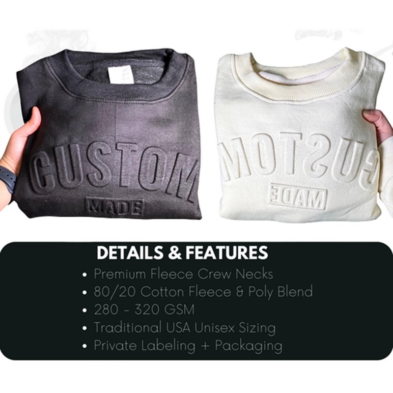 Clothing Manufacturers Custom 3D Embossed Men's Hoodie & Crewneck Sweatshirt