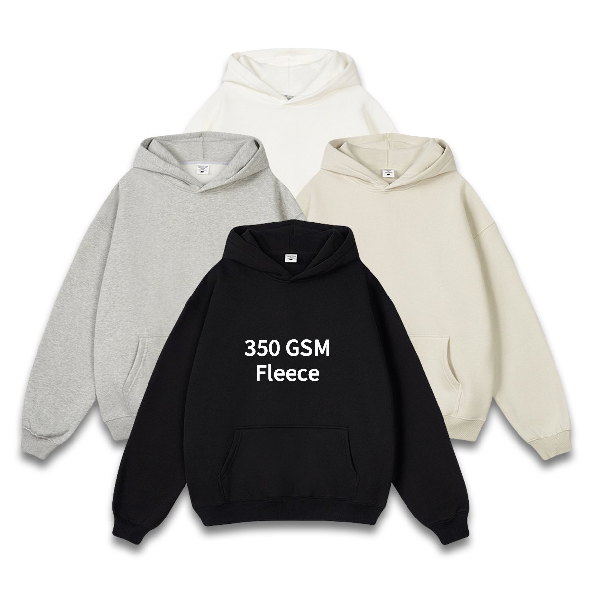 Custom 350gsm High Quality Stringless Hoodie Blank Thick Fleece Heavy Weight Oversized Cropped Hoodie Plus Size Men's Hoodies
