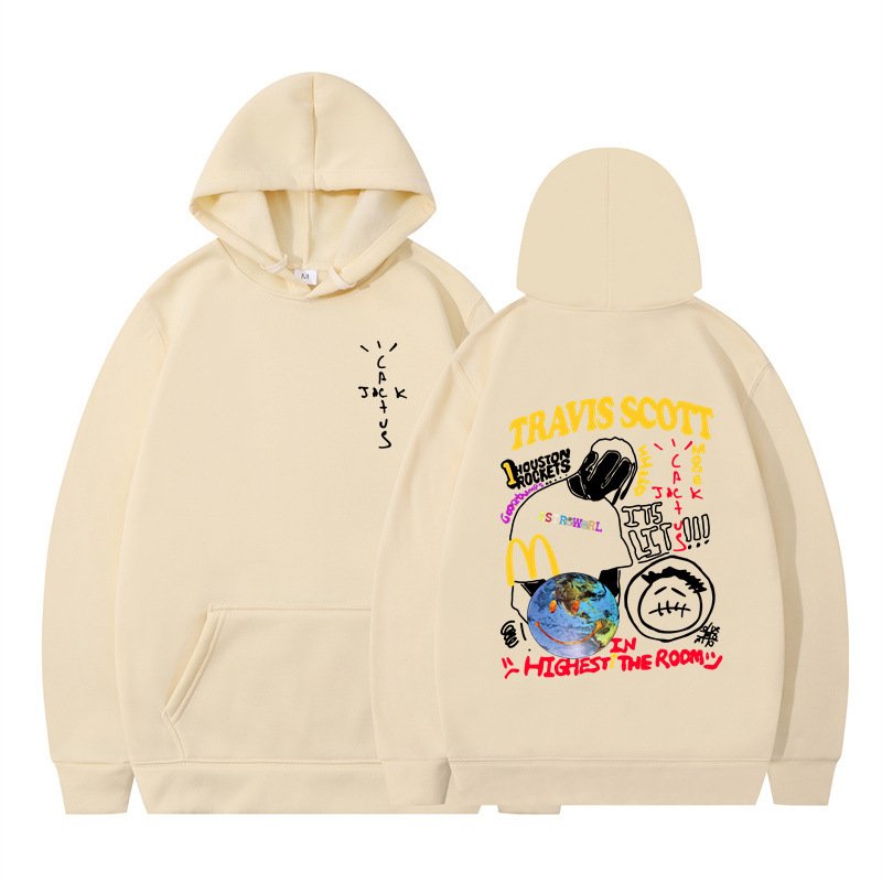 High-quality men's sweatshirt with personalised print 240g round neck pullover hip hop style 90% polyester hoodie