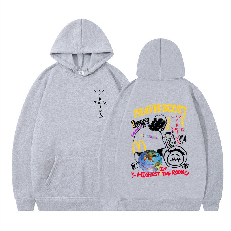 High-quality men's sweatshirt with personalised print 240g round neck pullover hip hop style 90% polyester hoodie