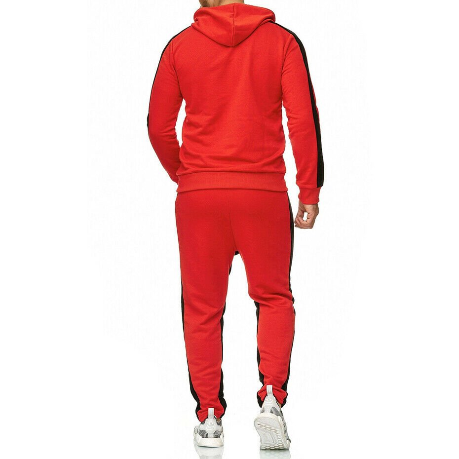 Best Quality Men`s Jogging Casual Fashion Comfy Full Zip Sweat Suit Hooded Top Pants Tracksuit For Men`s