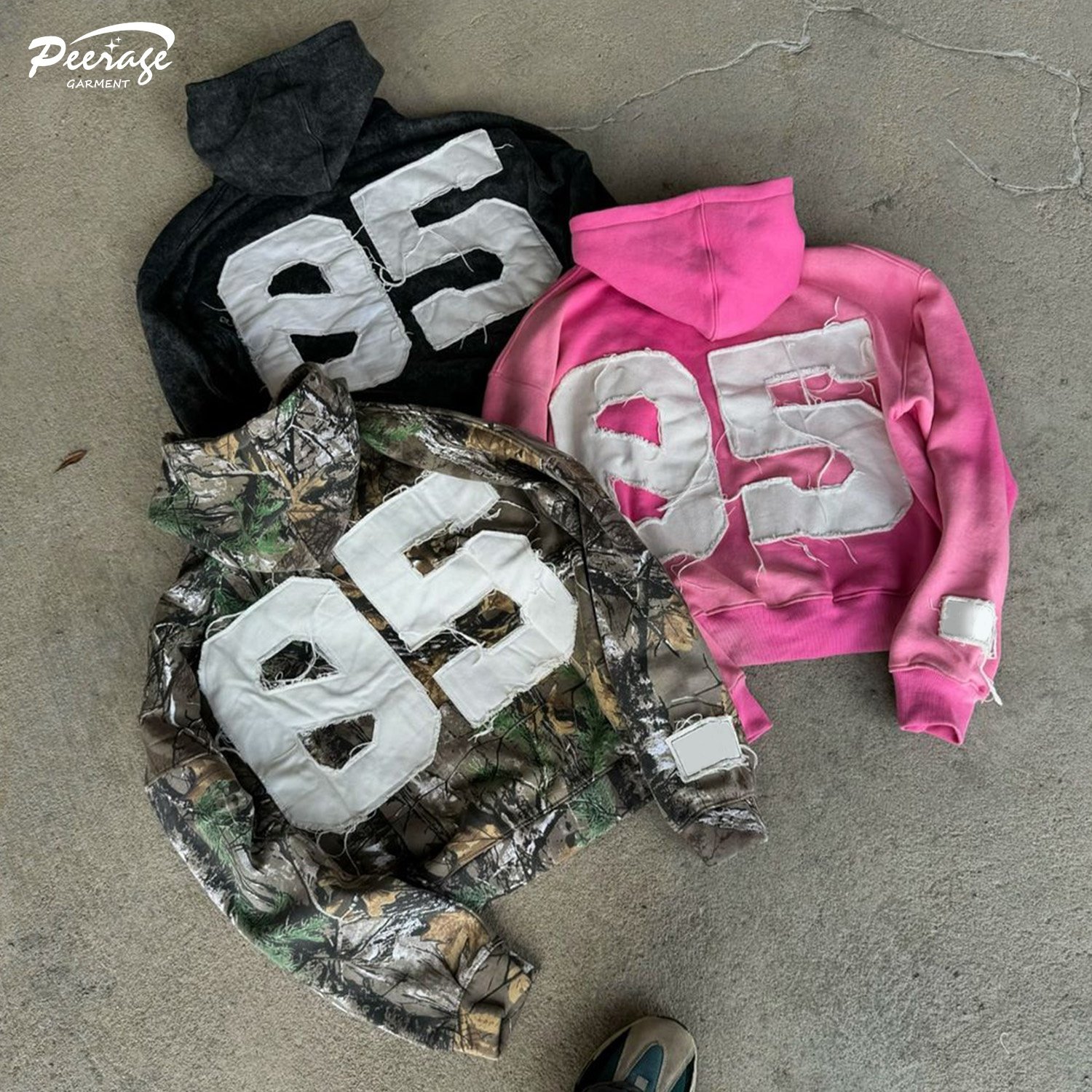 Manufacturer Custom Men's 500Gsm Heavy Weight 100% Cotton Acid Wash Camo Distress Embroider Box Crop Zipper ZipUp Hoodie for Men