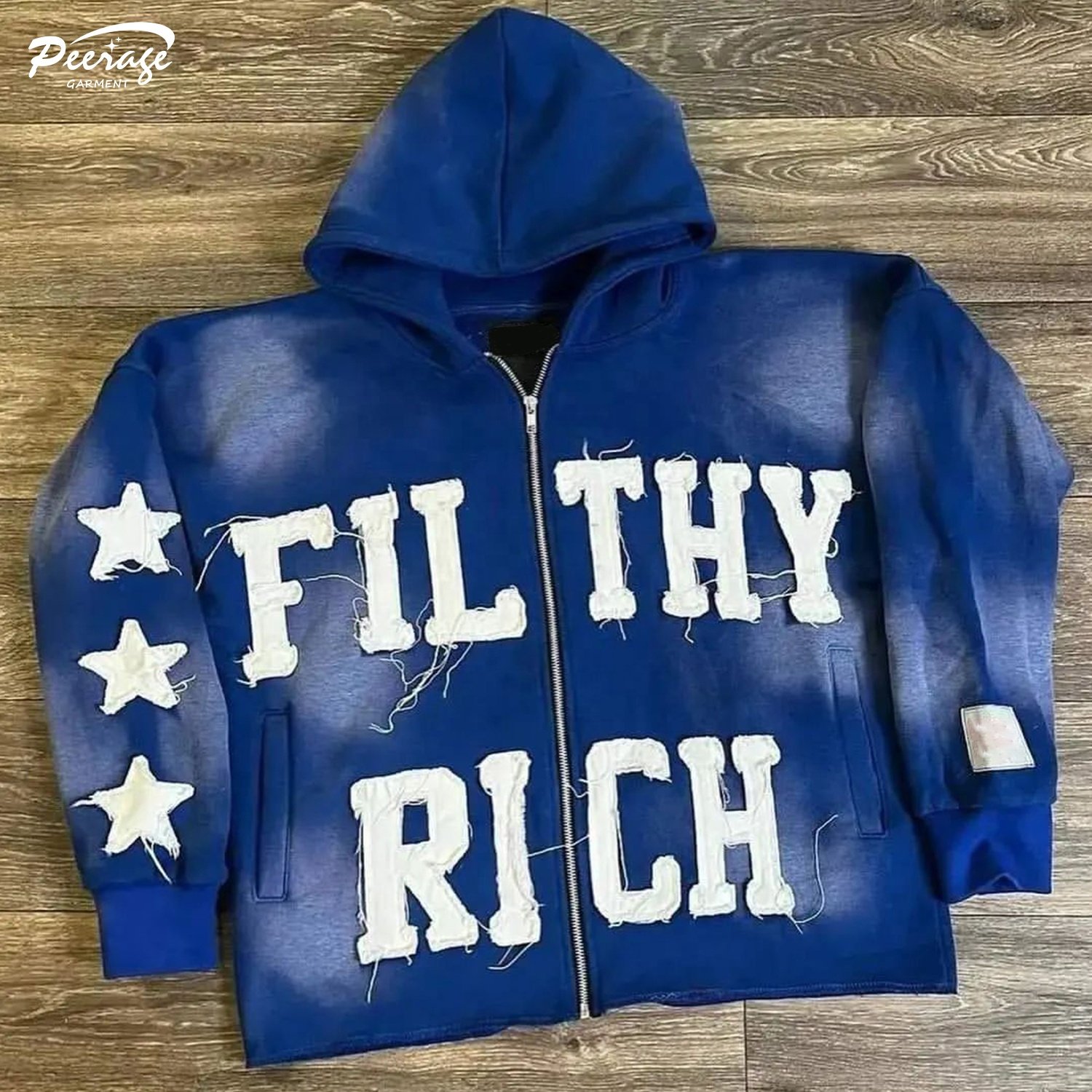 Manufacturer Custom Men's 500Gsm Heavy Weight 100% Cotton Acid Wash Camo Distress Embroider Box Crop Zipper ZipUp Hoodie for Men